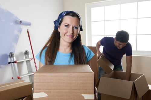 Packed boxes organized by professional movers